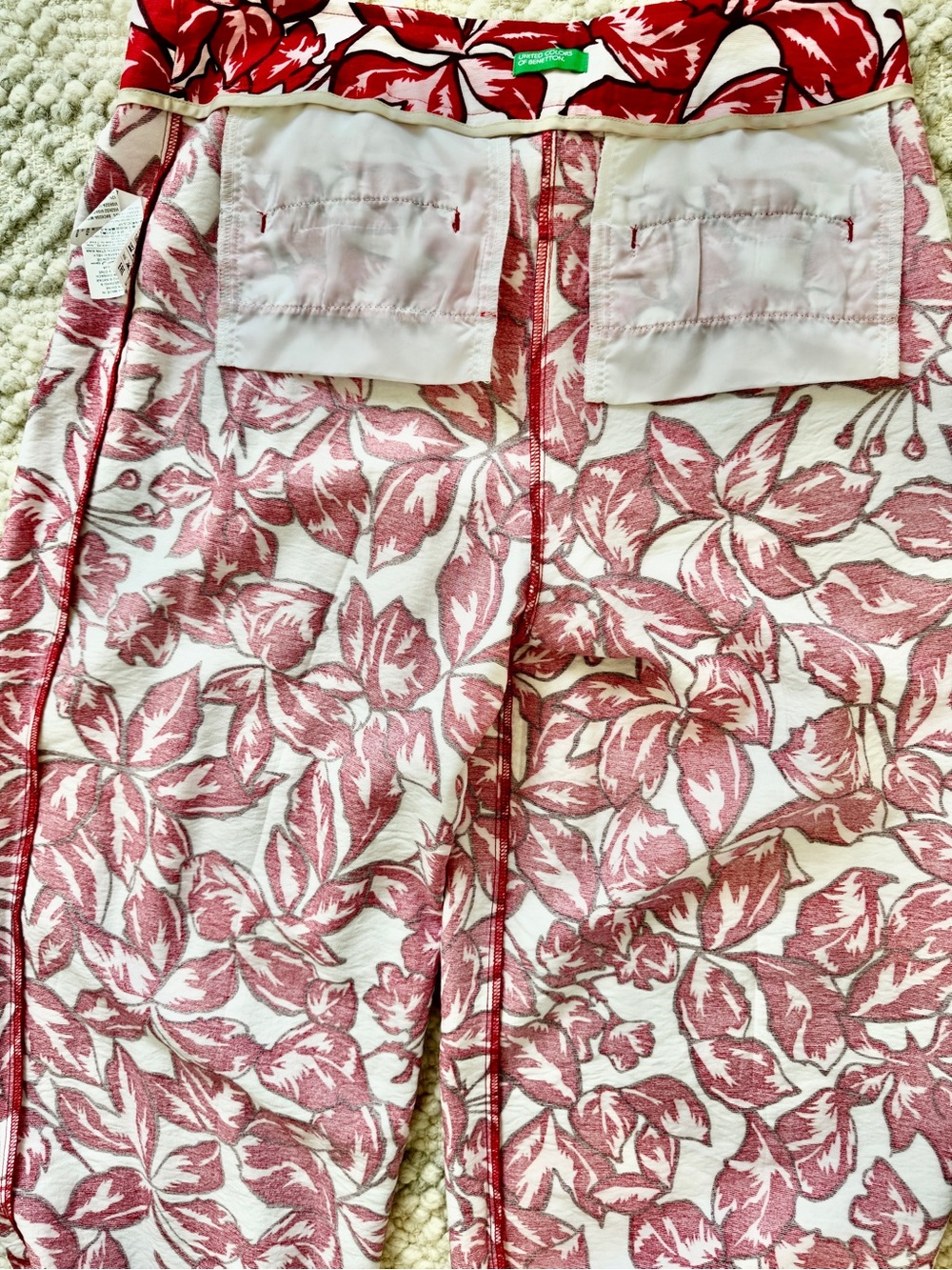 Red Pink Floral Wide-Leg Pants - Lightweight Summer Style - Picture 9 of 16